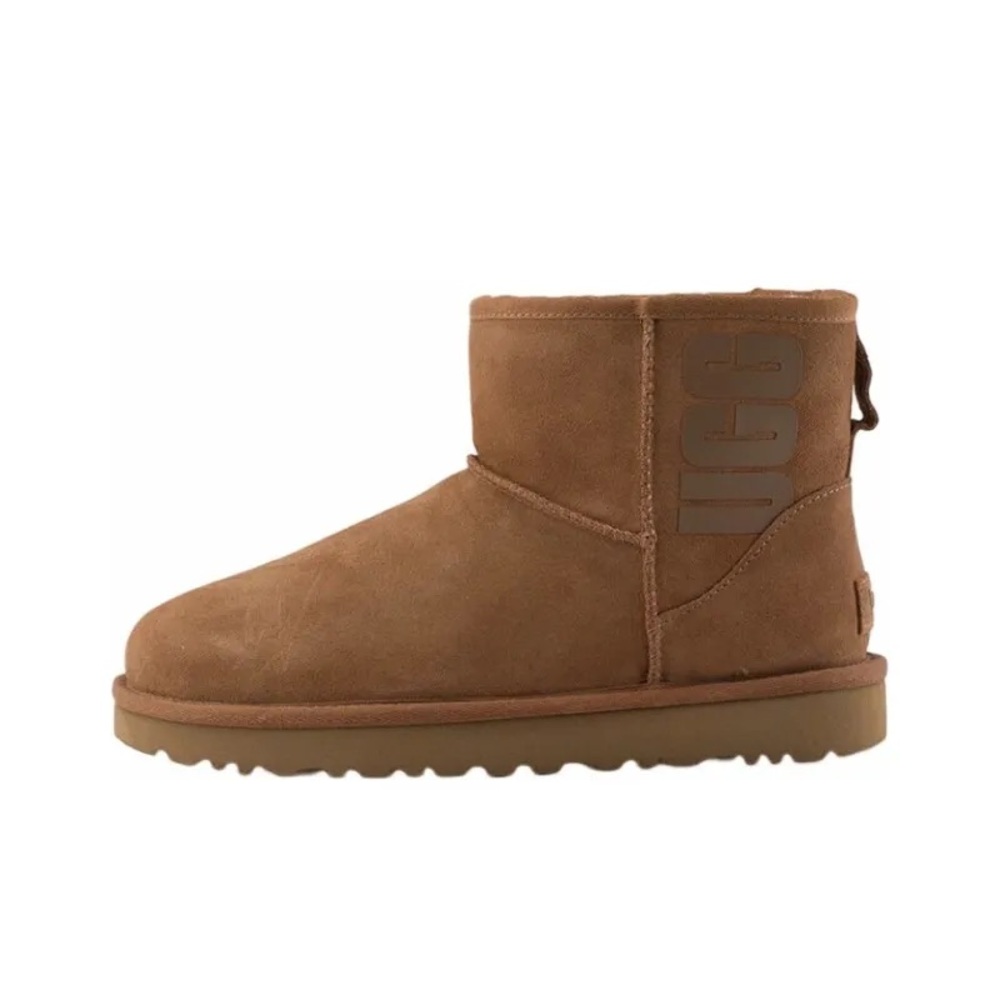 UGG Australia Classic Mini Rubber Logo Chestnut Boots - Picture 1 of 16